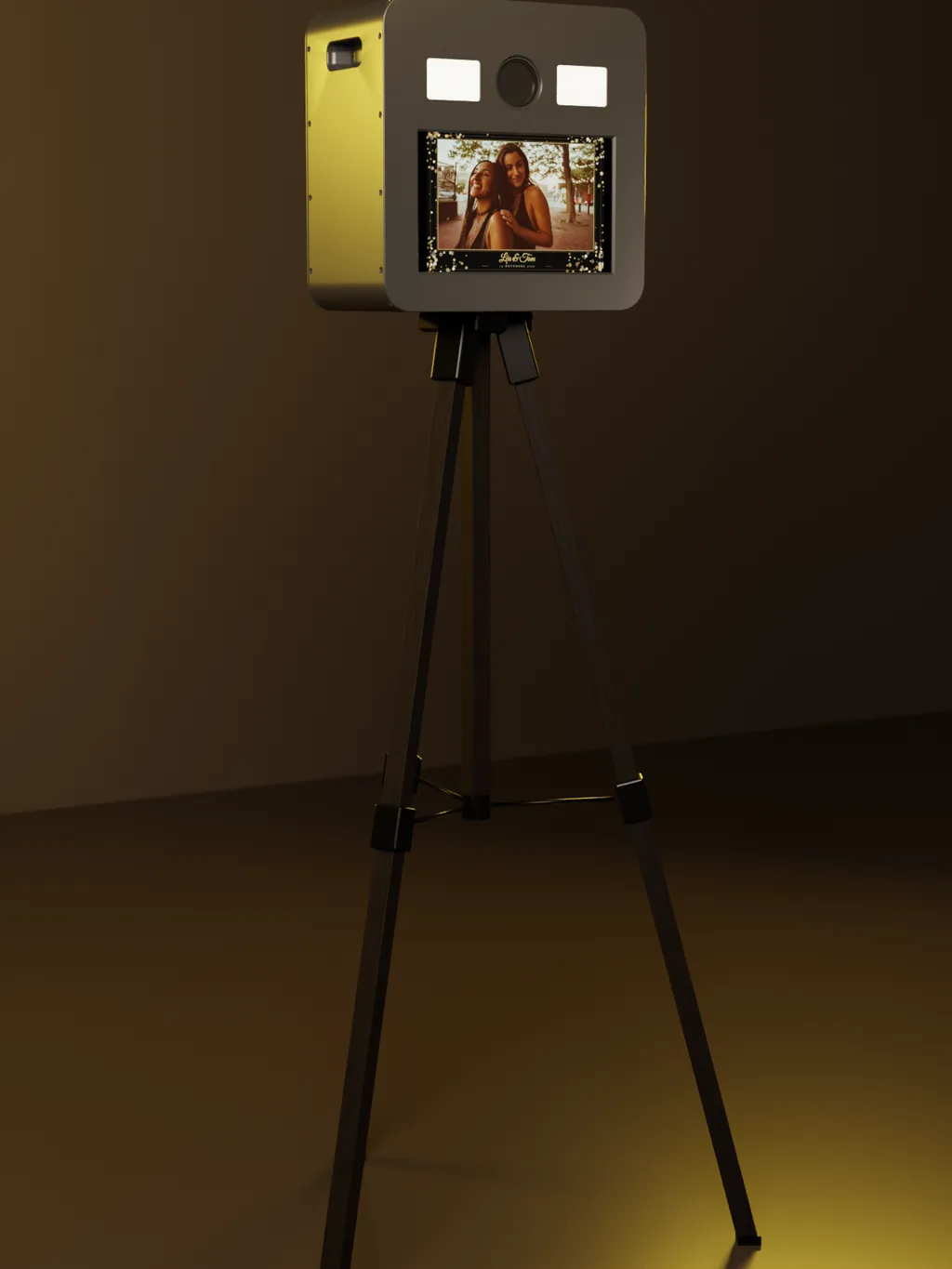 Rendu 3D de la cabine photobooth sur son pied