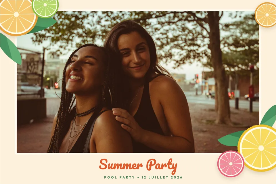 Tirage photobooth avec le cadre Summer citrus
